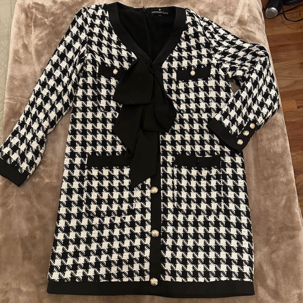 Tuckernuck Herringbone Tweed Bow Dress